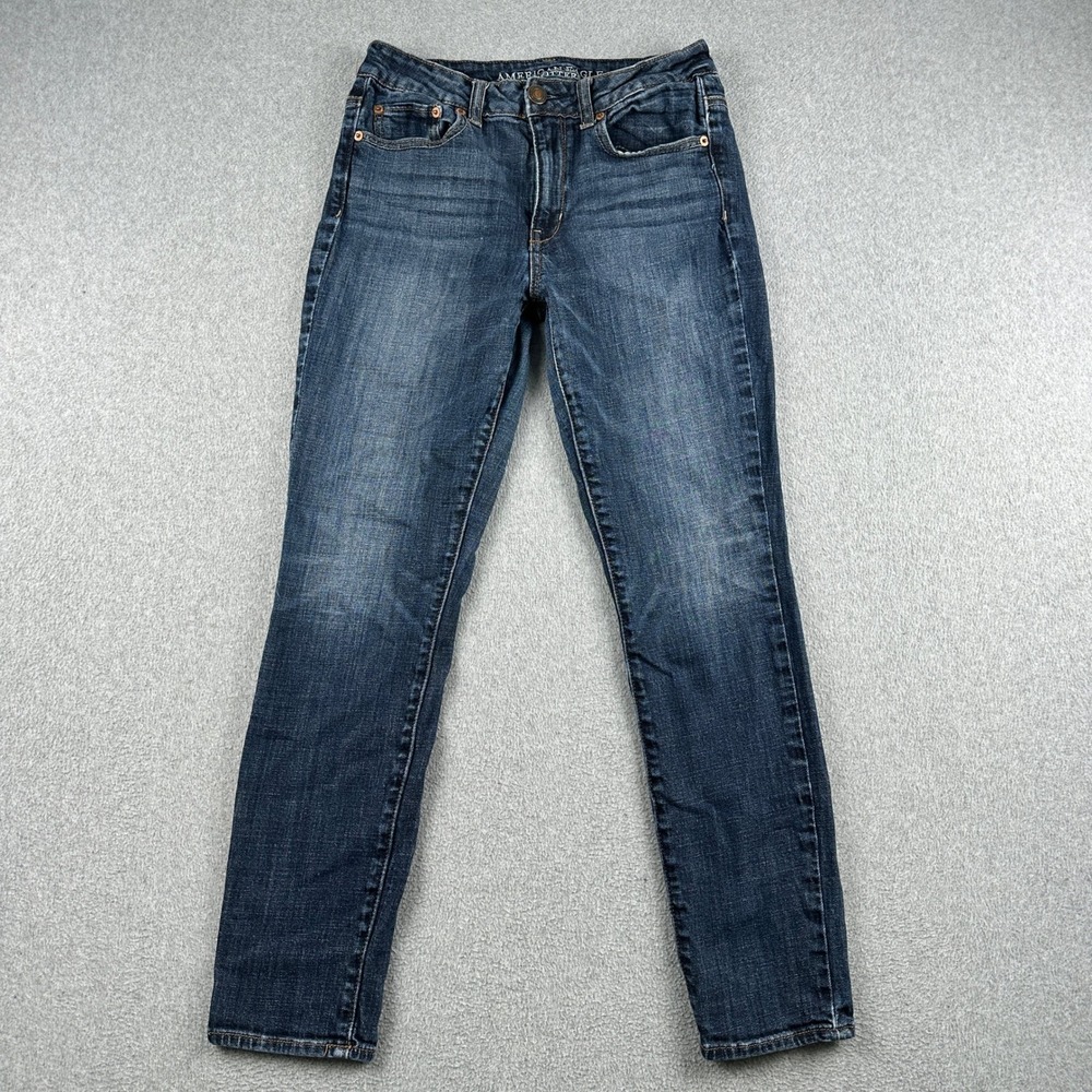 American Eagle Jeans Womens 6 Hi-Rise Skinny Dark Wash Blue Stretch Denim